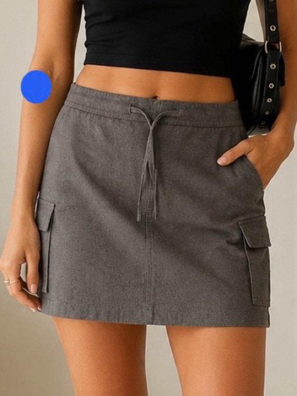 No Excuses Collection Gray Cargo Skirt Women’s 13/14 Drawstring Utility Casual